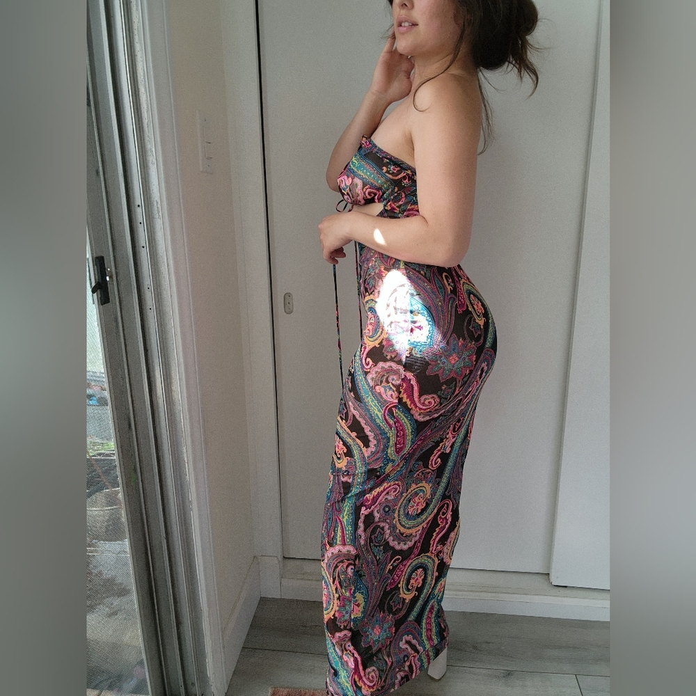 Paisley mesh dress